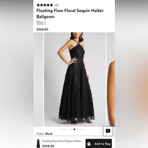 Eliza J Floating Flowers Halter Style Ball Gown